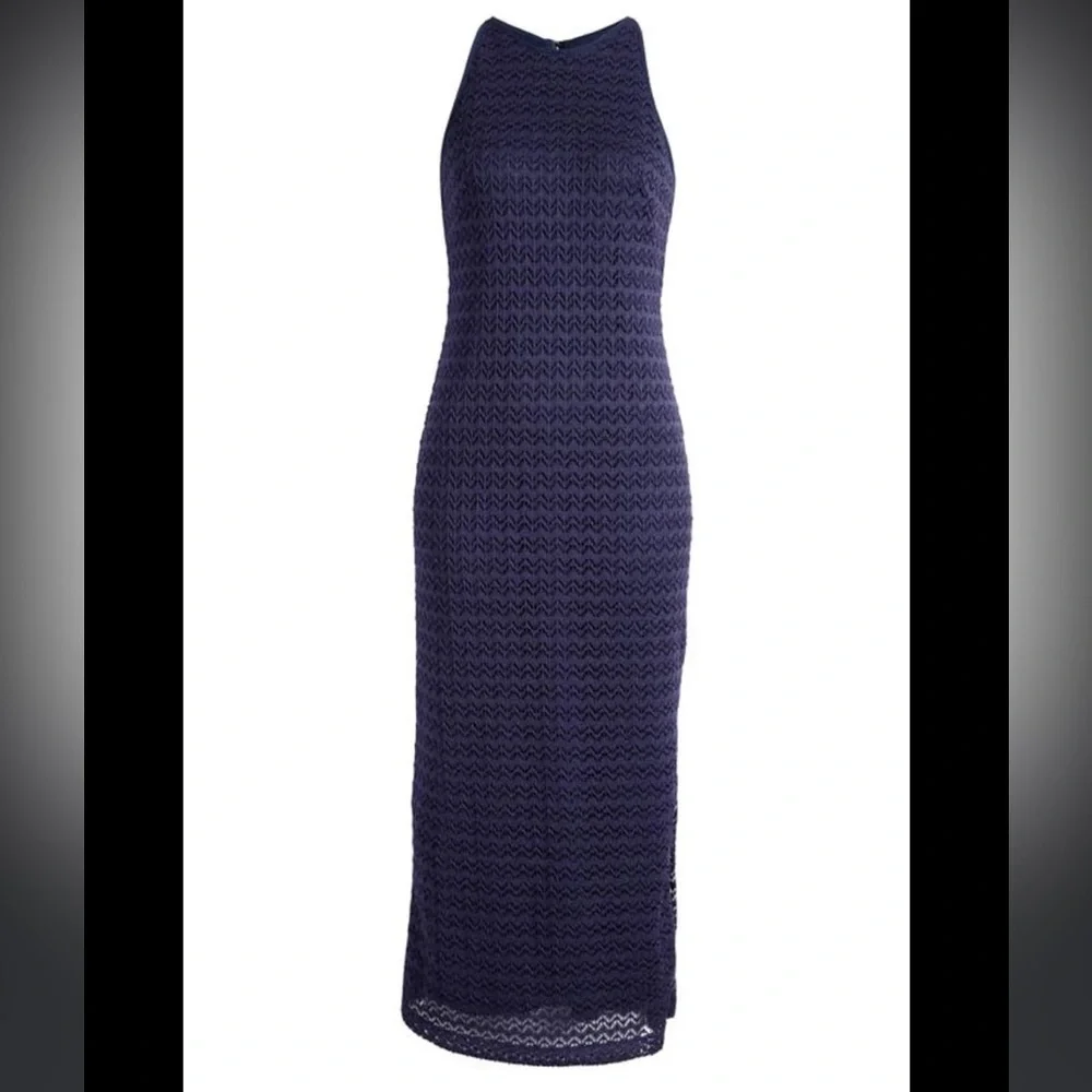 Julia Jordan Open Stitch Sleeveless Midi Dress Sz.10 Navy